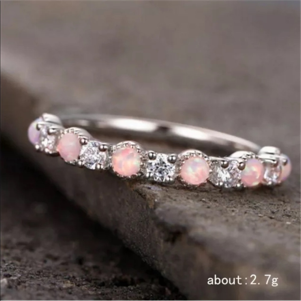 New Adorable Pink Fire Opal Ring 925 Silver - Picture 2 of 3